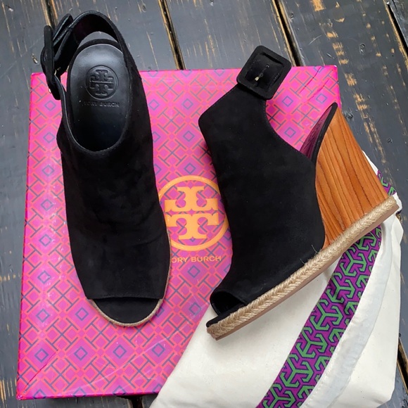 Tory Burch Shoes - Tory Burch Raya Wedge Lancaster Suede Heels